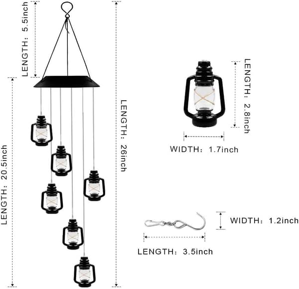 Lyktor Solar Wind Chimes för externa LED-lampor, färgskiftande vattentäta Windchimes Unique Outdo