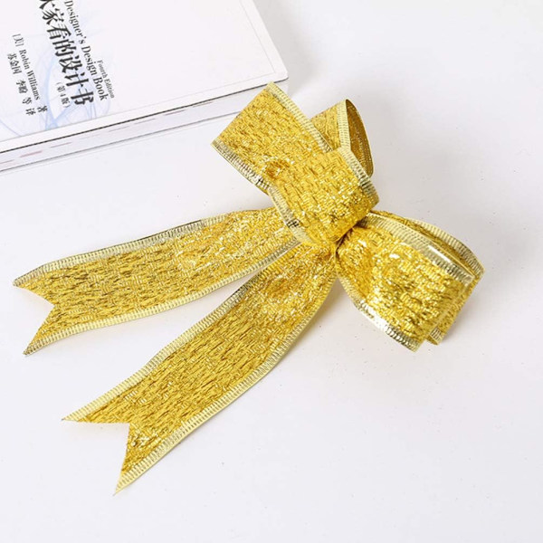 10 x julrosetter med glittertygknutprydnader för Goldfarben