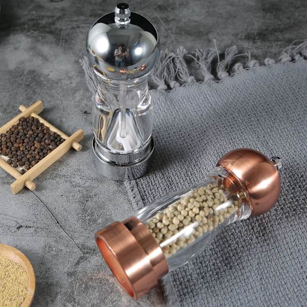 Kværn ny transparent peberkværn krydderikaffe manuel Silver 6 Inch Bubble Wrap
