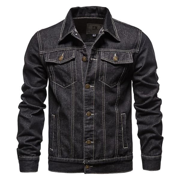 Vår höst, jeansjacka för män Casual Slim Jacka, jeansjacka för herr#axsl1089 Black XXL