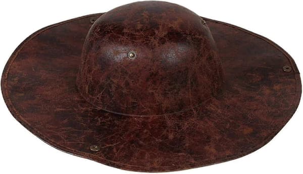 Pirathat til voksne - Brun distressed læder Tricorn-hat i kolonistil
