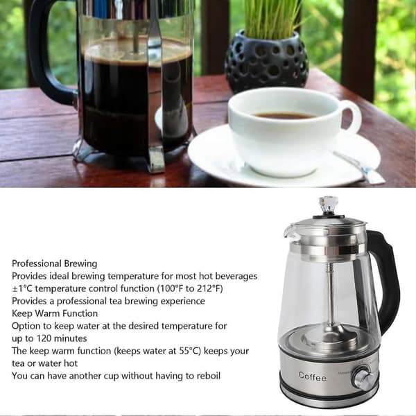 Elektrisk tekedel 4 gear holder varm aftagelig infuser automatisk glastekande til kaffe