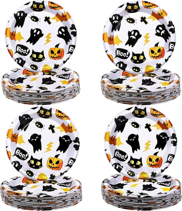 36 st Halloween Desserttallrikar Spooky Themed Set
