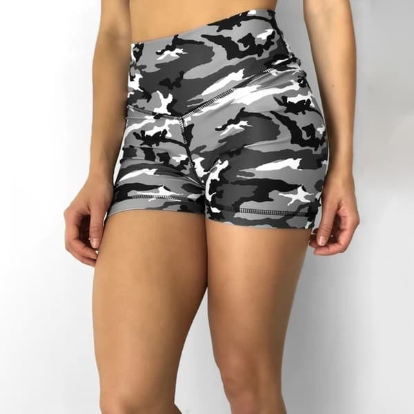 Plus Size Women High Camouflage Yoga Shorts Summer Casual red M