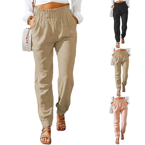 Women's Ruffled Stretch Harem Pants Khaki XL