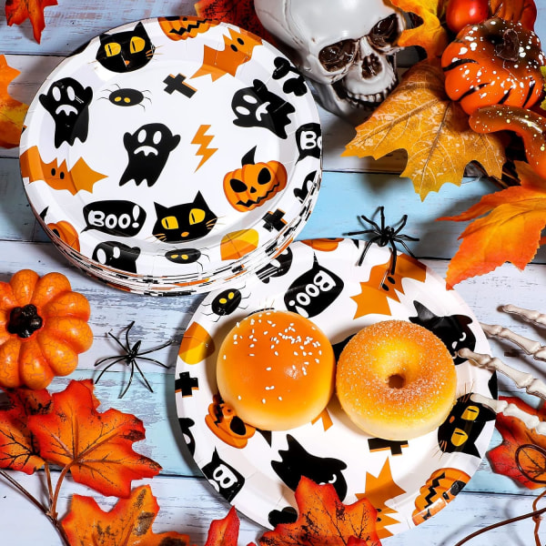 36 st Halloween Desserttallrikar Spooky Themed Set