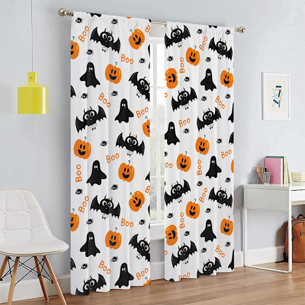 Halloween Dekor Fönster Gardin Topper Draperier Style-3 W:51" x H:63" *2 Panels