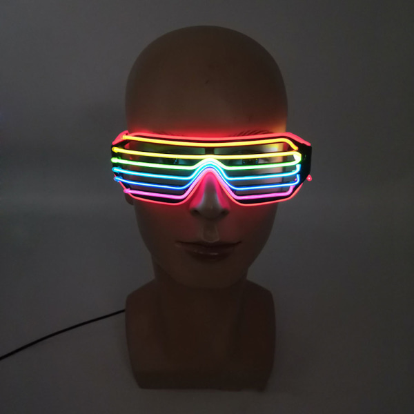 7 Fargede LED Briller 6V Briller Justerbare Neon EL Wire Glow Briller Shutter Rave Solbriller for Halloween Festival Party