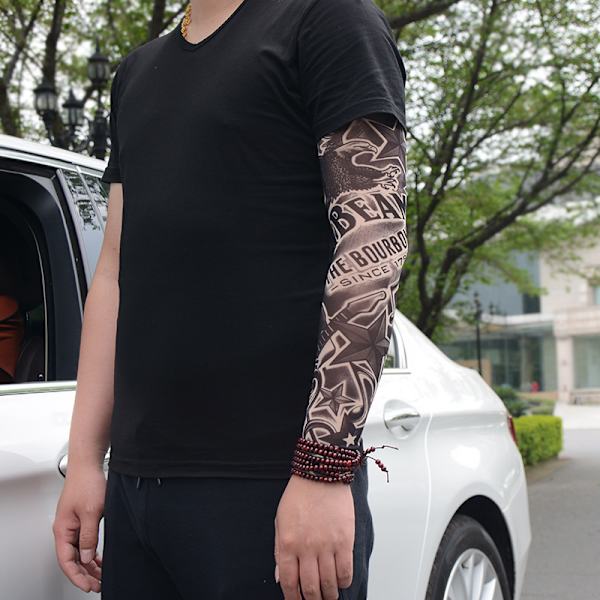 Falske midlertidige tatoveringsærmer Voksne Kvinder Mænd Slip on Elastiske Armstrømper Unisex Party Halloween Tatovering Biker Solbeskyttelse 1 Par-GKK013