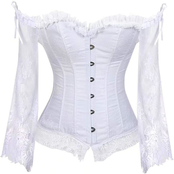 Korsetit naisille Overbust Bustier Top Gothic Sexy Shoulder 8127white 4XL