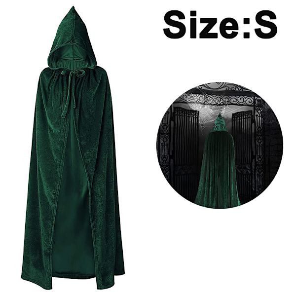Hooded mantel Unisex vuxen mantel med huva Halloween jul Green S