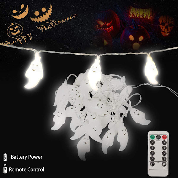 Halloween-haamukoristevalot 4,5 m 30 LED kurpitsa-aavevaloa