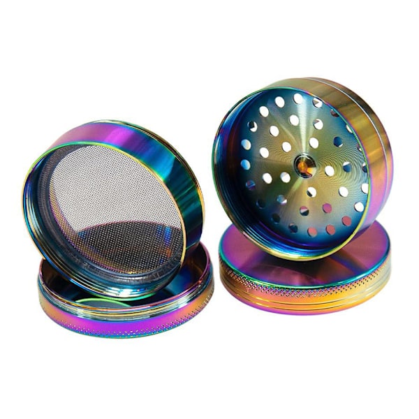 Rainbow Herb Mills 4 deler sinklegering Pollen Krydderkvern 40mm 1.5inch