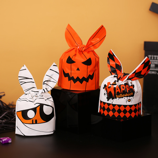 50 stk Halloween Godteposer Øre Plastpose For Barn Gave Biscu A3