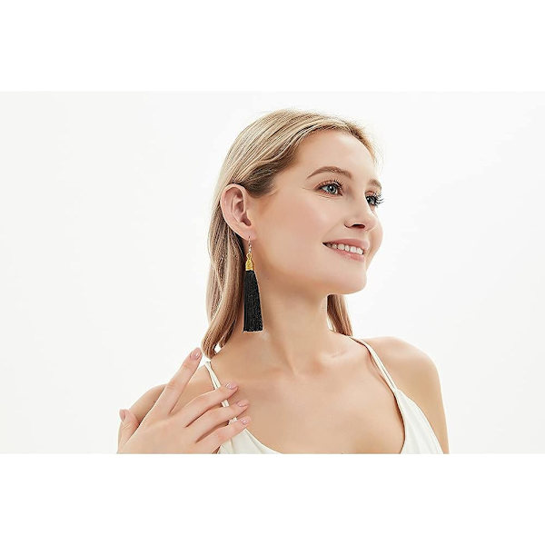 Långvävda tofsörhängen – Statement Fringe Dangle Örhängen