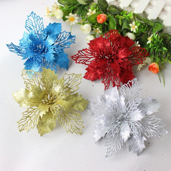 12 st Julblommor - Konstgjord dekor för kransar och träd