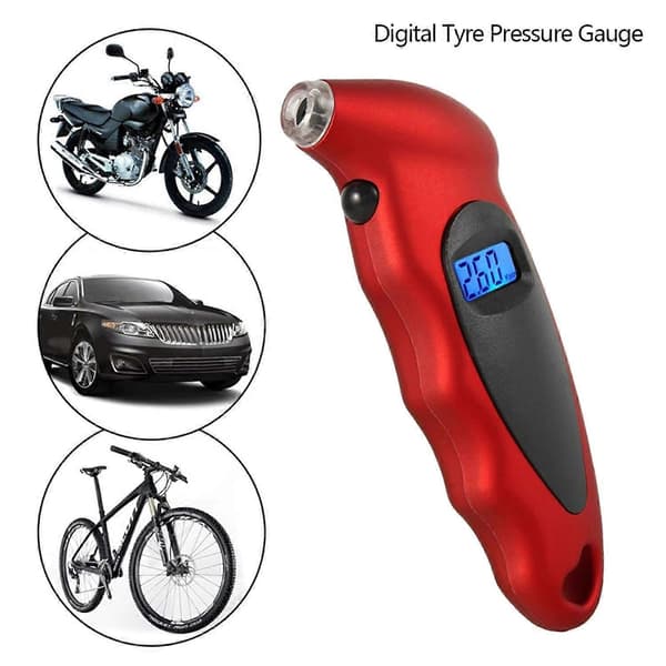 Digital däcktrycksmätare 150 PSI med bakgrundsbelyst LCD och halkfritt grepp för bil, lastbil, SUV, motorcykel, cykel (silver)