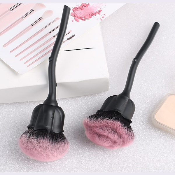 Rose puder makeup borste Soft Head puder borste Black 2Pcs