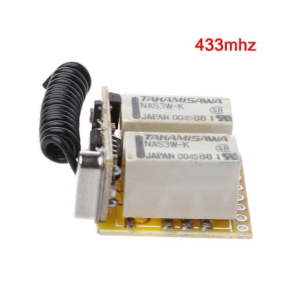 DC 3.7V - 12V minikokoinen rele 2-kanavainen 433Mhz langaton RF-hetkellinen kytkin