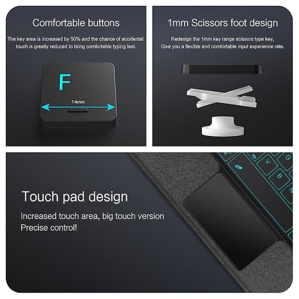 För Xiaomi Pad 6 Bluetooth case Löstagbar pekplatta Tangentbord Pu Läderställ Cover