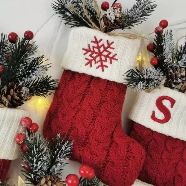 Julstrumpor Alfabet Bokstäver Sock Julgranshängare Letter K