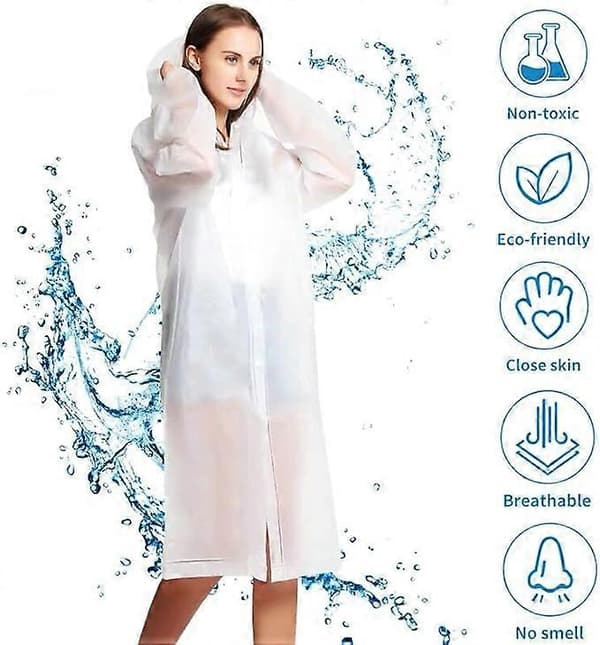 2-pack regnrockar för män och kvinnor, återanvändbara, vattentäta regnponchos, transparenta regnskydd