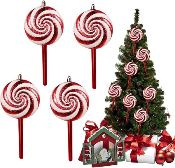 Julebarns plasttre Candy Cane Ornament (A, stil) 1 Stykk