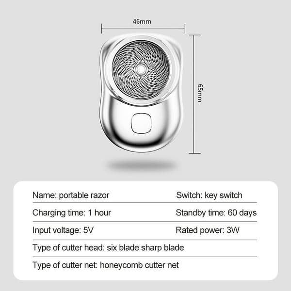Mini Electric Rakapparat Skäggtrimmer Razor Rakapparat USB Access Present silvery