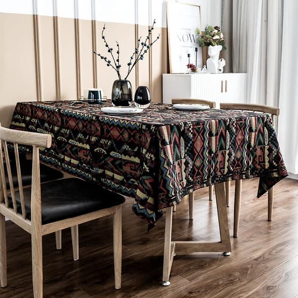 Bordsduk, psykedelisk duk, retro techno abstrakt geometriskt mönster 90-talsdesign print, rektangulär duk för restaurang Ro