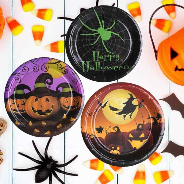 Halloween set 10st rund papperstallrik