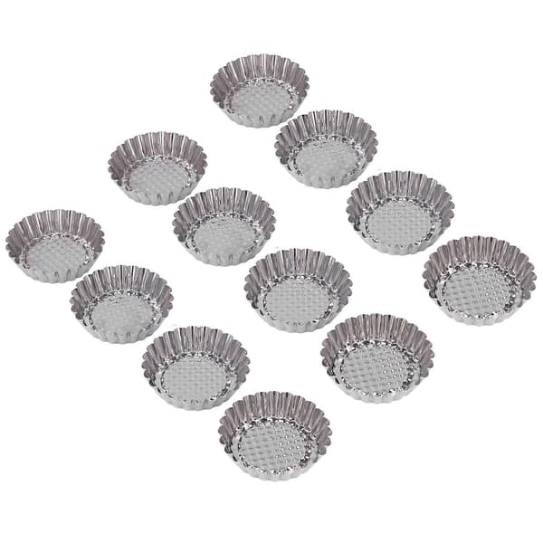 12 STK Eggterteform Rund Kakeform Rustfritt Stål Cupcakeform Bakeverktøy for Kjøkken Dessertbutikk