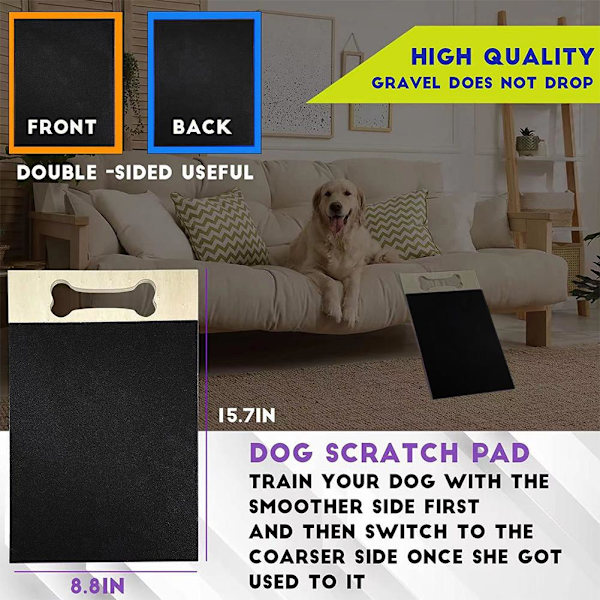 Dog Scratch Pad til negle, Dobbeltsidet Scratch Board til Hund Su BLACKB drawer claw