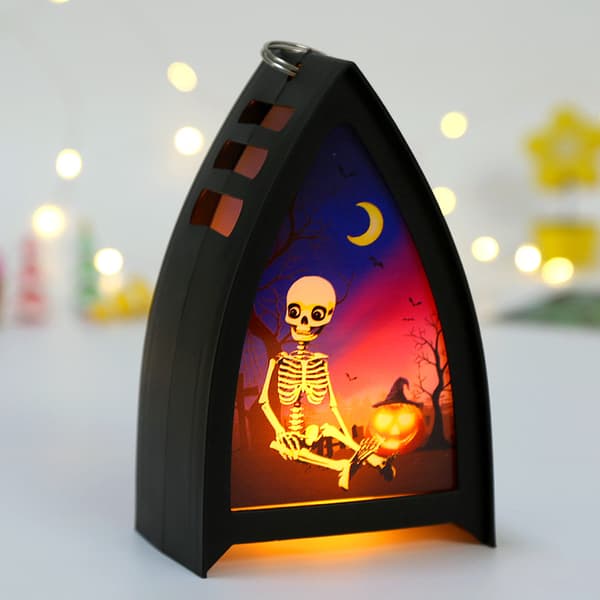 Halloween natlampe, græskar skelet heks Halloween bord Skeleton