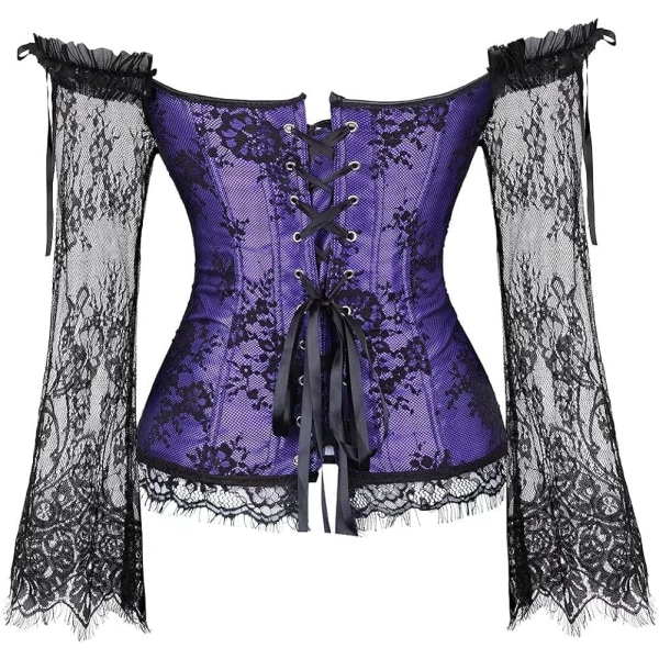 Korsetter for kvinner Overbust Bustier Topp Gotisk Sexy Skulder Pueple XL