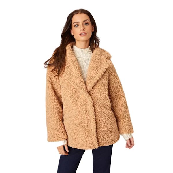 Dorothy Perkins, dame/dame, kort teddyfleece Petite Coat Camel M
