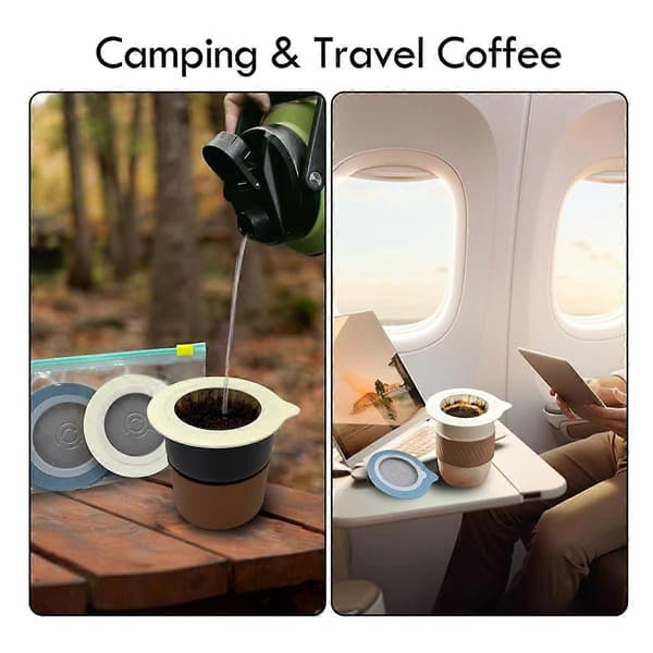 50 stk. bærbare kaffefiltre, genanvendelige non-woven kaffefiltre, til indkapsling af malet kaffe/te, Pour over hvid