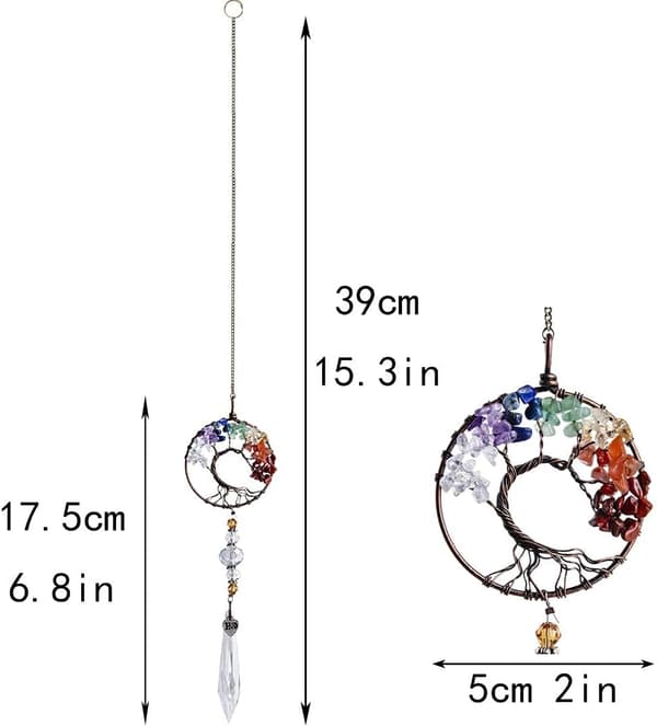 Glas Suncatcher hängande prydnad Life Tree Glashänge