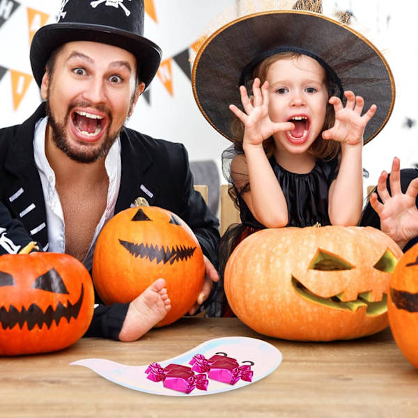 8 stk. Halloween Spøgelseform Papirtallerkener sæt
