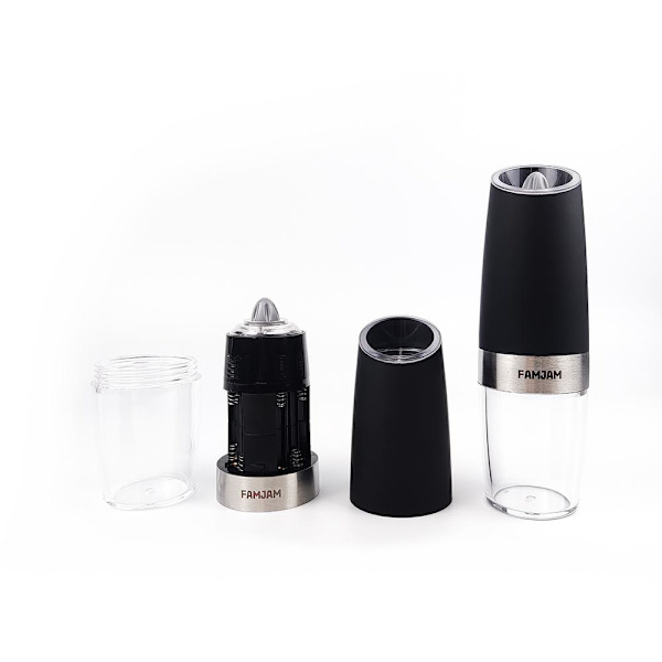 Gravity elektrisk pepper- og saltkvern sett, justerbar grovhet, SILVER