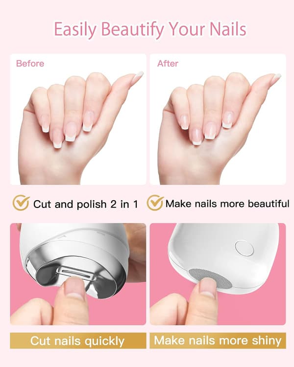 Elektrisk nagelklippare med nagelfil, säkerhetsuppgraderad automatisk