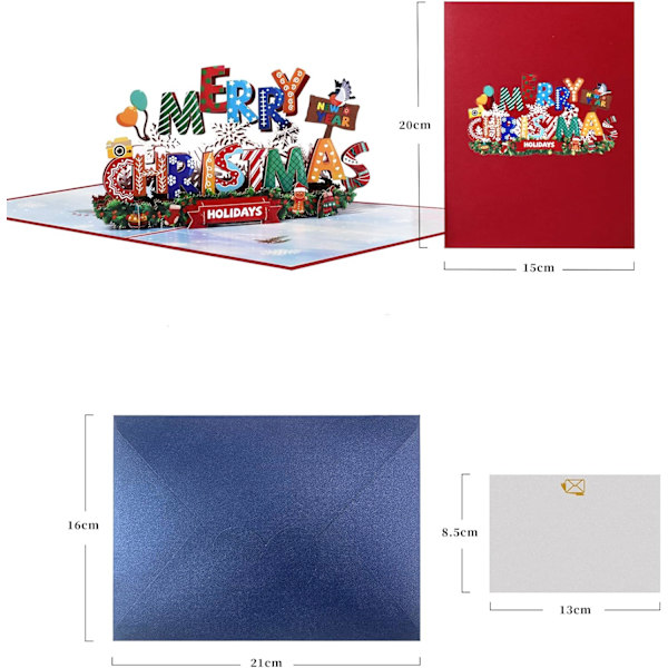 Christmas Pop Up -kortti - 3D-onnittelukortti syntymäpäiväkortti, Pop Up C