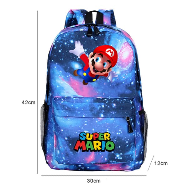 Super Mario Rygsæk Multi Karakter Videospil Skoletaske Rejse Starry Blue