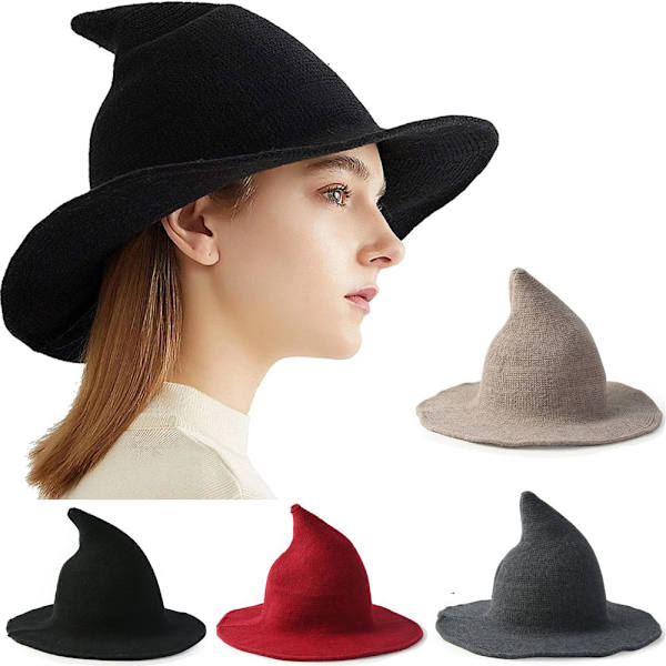 Halloween Heksehat i Fårull Black