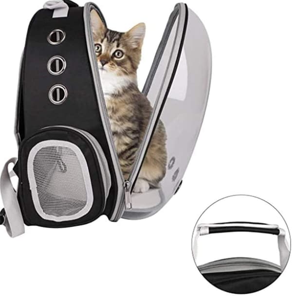 Cat Backpack Carrier Black - FancyWhoop Pet Backpa