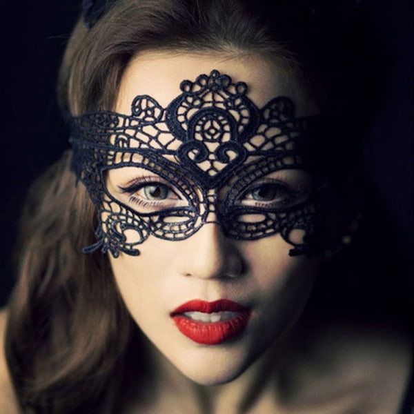 Glamourøs maskerade maske i blonde til Halloween - nr. 6 Svart #6