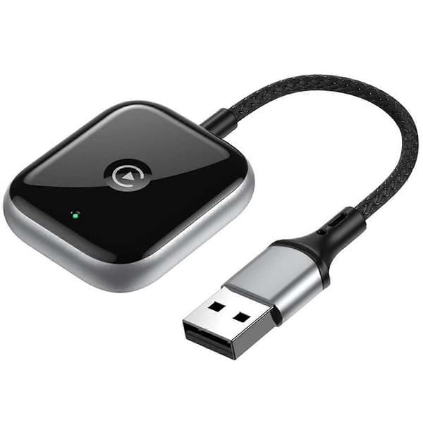 2-i-1 trådløs CarPlay-adapter Kablet til trådløs adapter Bil AI-boks Plug & Play Mini CarPlay-adapter Svart
