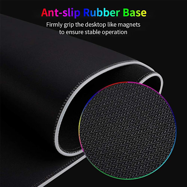 RGB Gaming Mouse Pad, LED-upplyst musmatta, halkfri