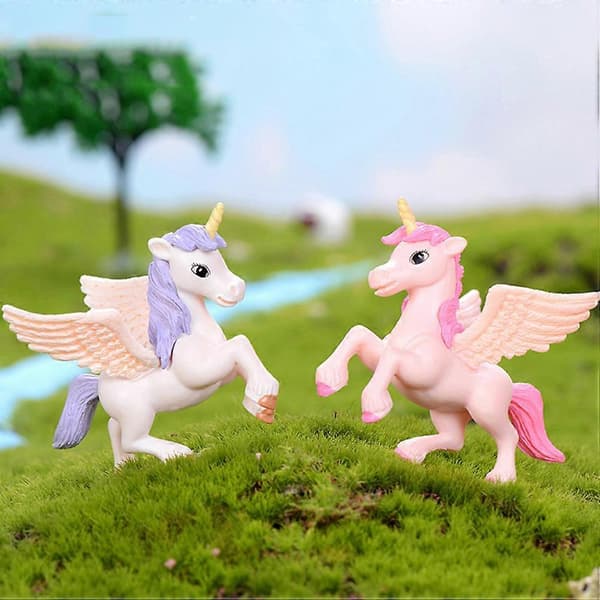 6 st Mini Enhörningsprydnader Miniatyrdjursfigurer Trädgårdsenhörningsmodeller