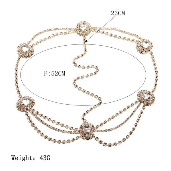Fashion Crystal Head Chain Elegant Multi-Layer Bride bryllupshårtilbehør Gold