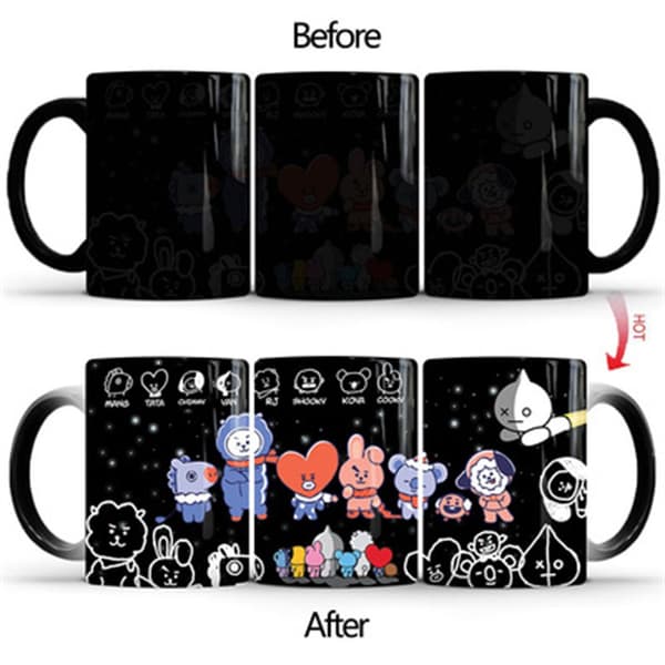 KPOP BTS BT21 -muki Luovat söpöt väriä vaihtavat mukit